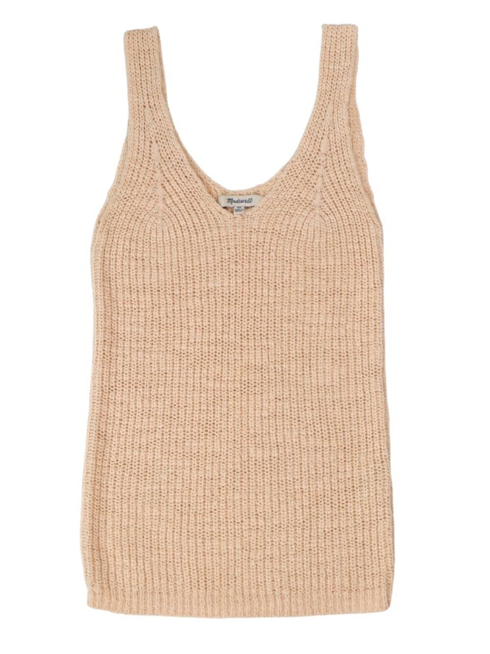 Madewell Pale Pink Textured Knit Sweater Tank Top XS Cotton Blend